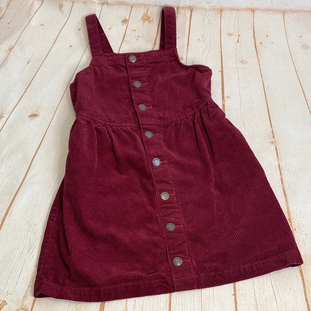 Cat & Jack Burgundy Corduroy Button-Down Jumper Dress with Pockets